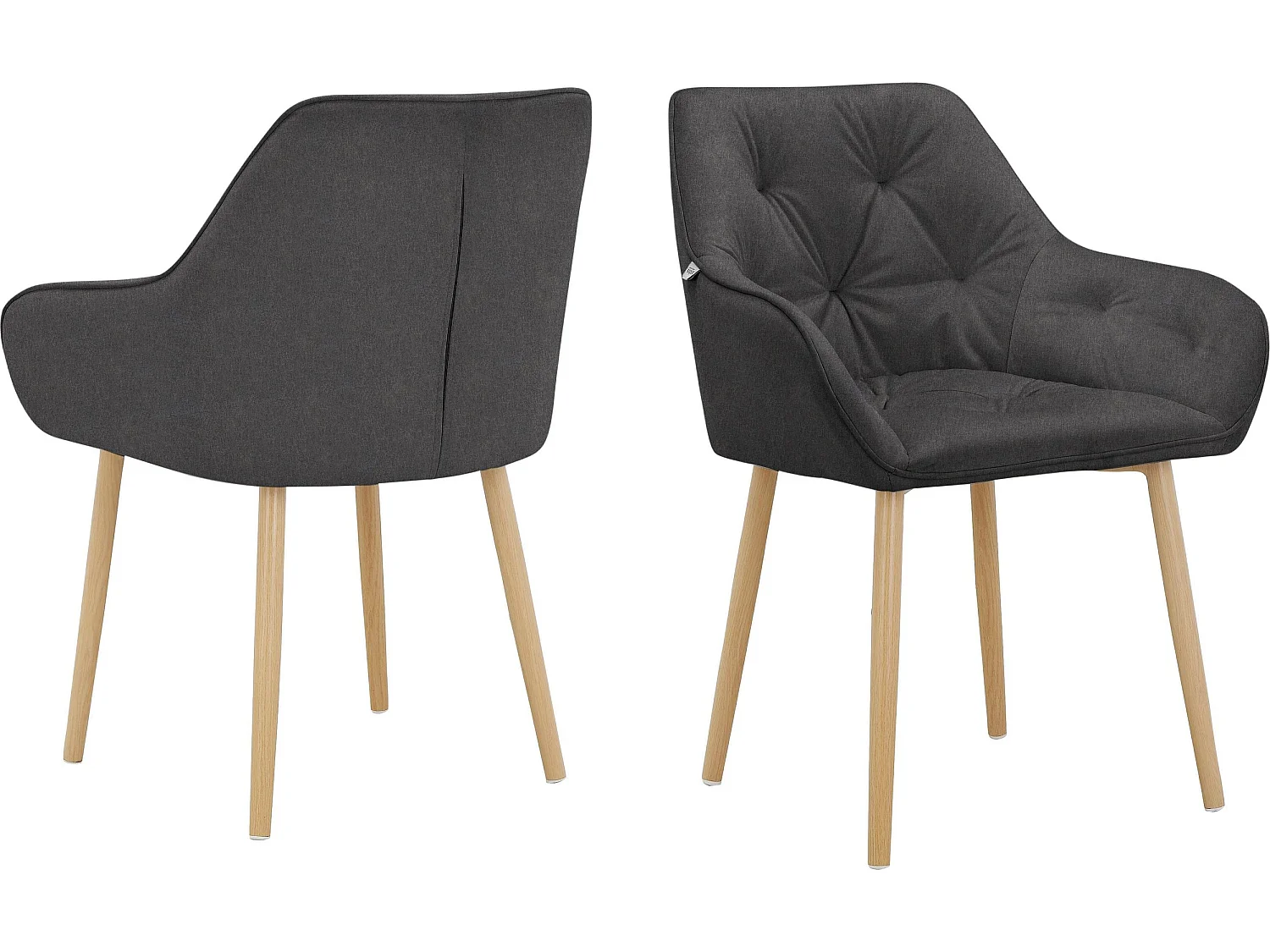 Betty | Lot de 2 chaises de salle à manger rembourrées en velours anthracite