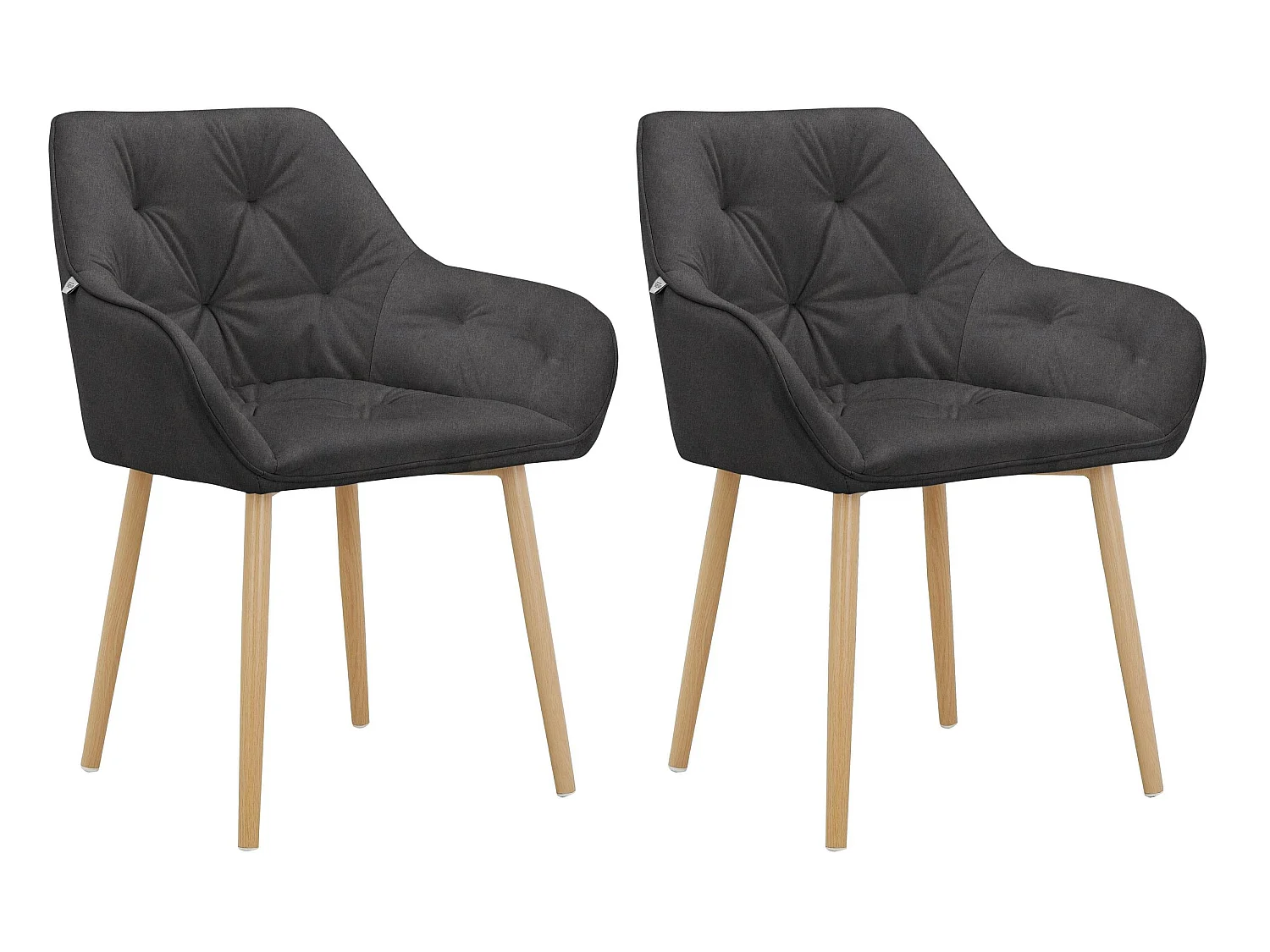 Betty | Lot de 2 chaises de salle à manger rembourrées en velours anthracite