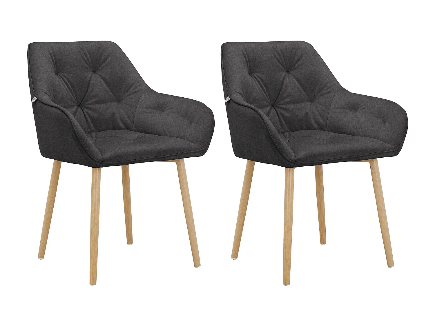 Gepolsterte Esszimmerstühle im 2er-Set aus Samt, anthrazit