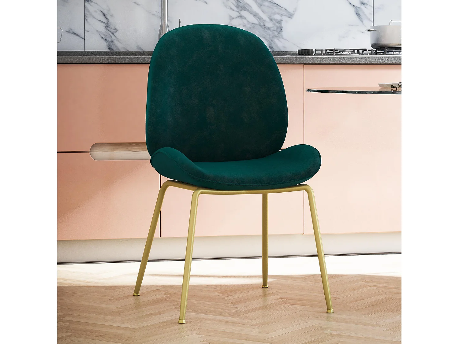 Astor | Chaise de salle à manger rembourrée en velours vert