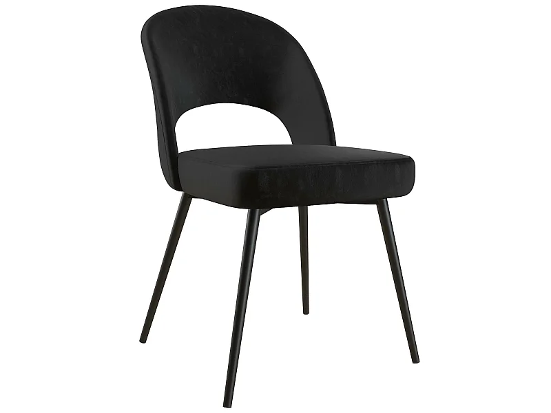 Sedia da pranzo imbottita in velluto nero