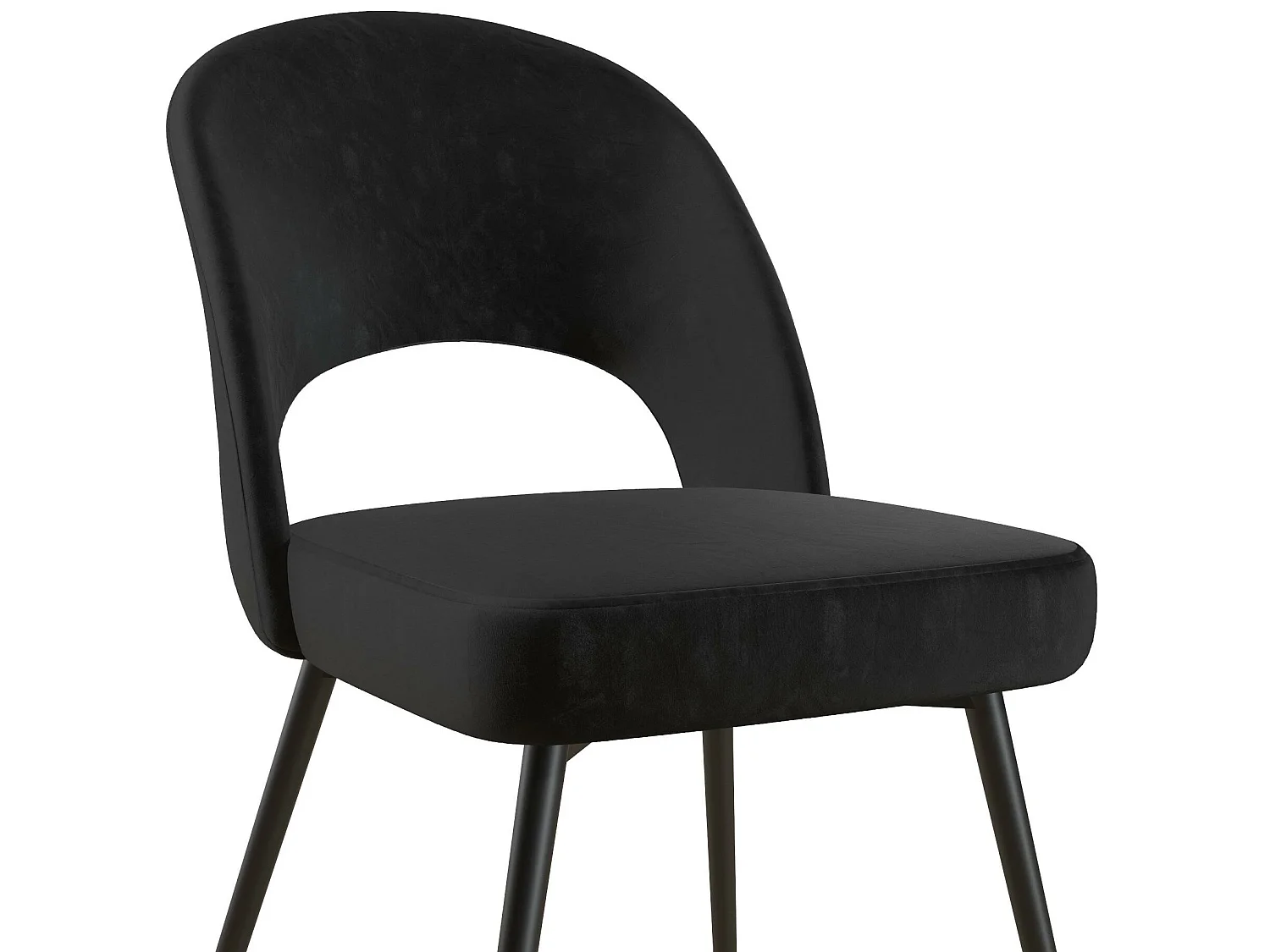 Sedia da pranzo imbottita in velluto nero