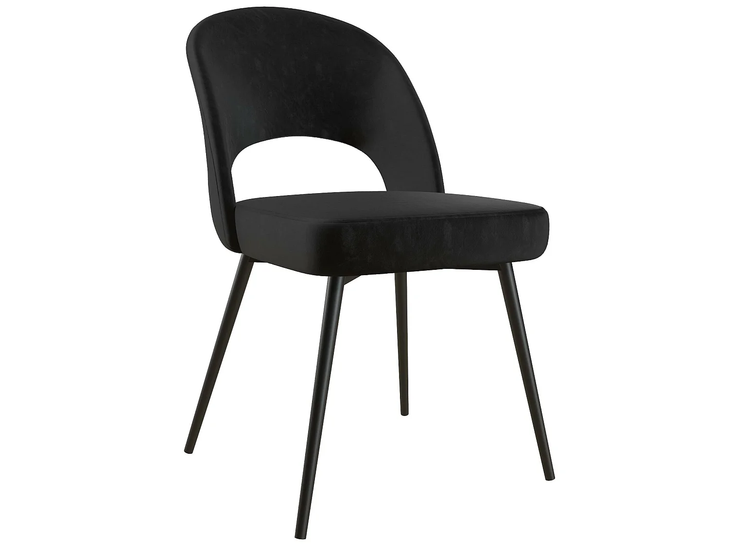 Sedia da pranzo imbottita in velluto nero