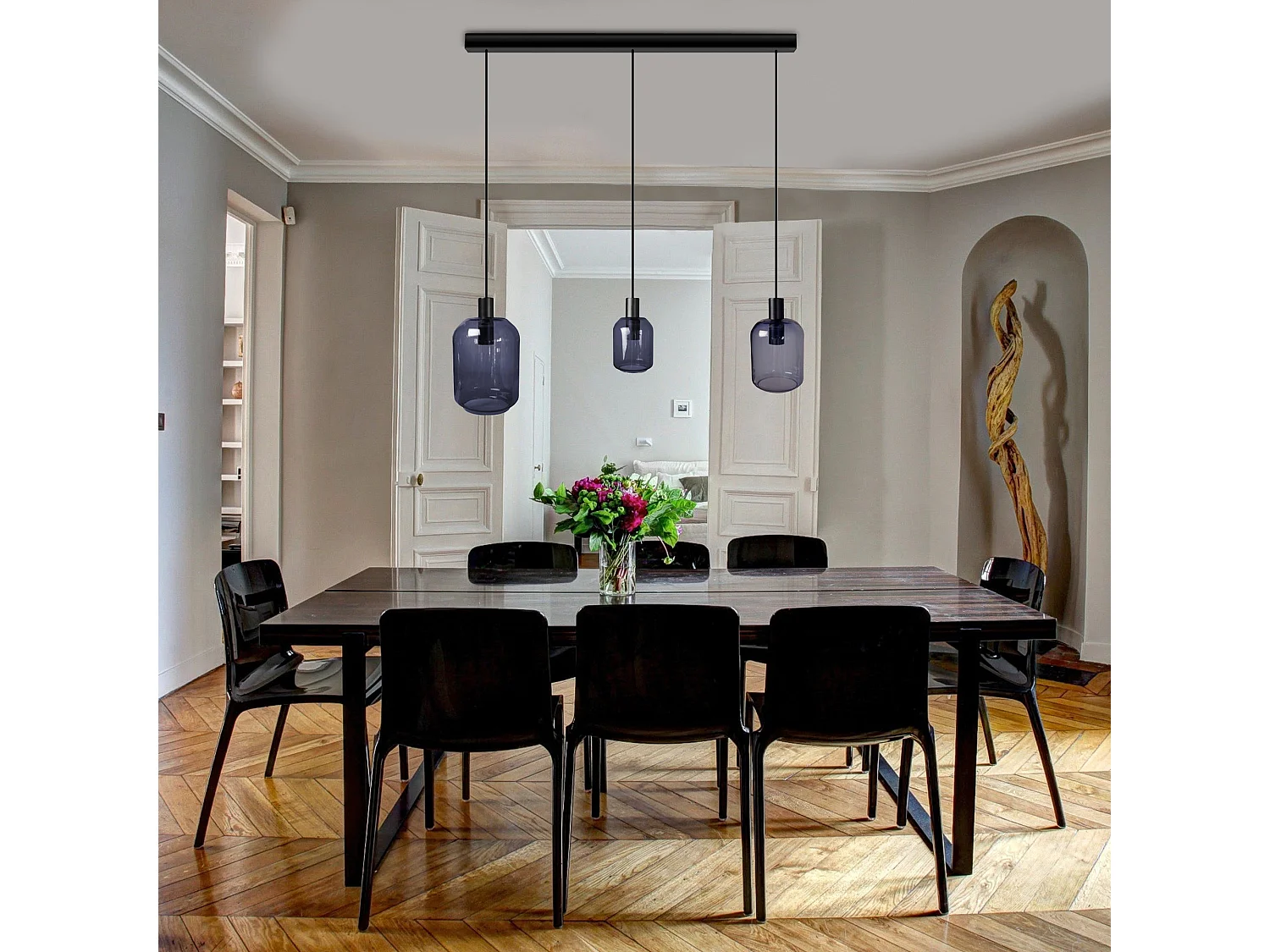 Suspensão TOSEL  SVALBARD SMB vidro bar transparente D60 x  H100  cm