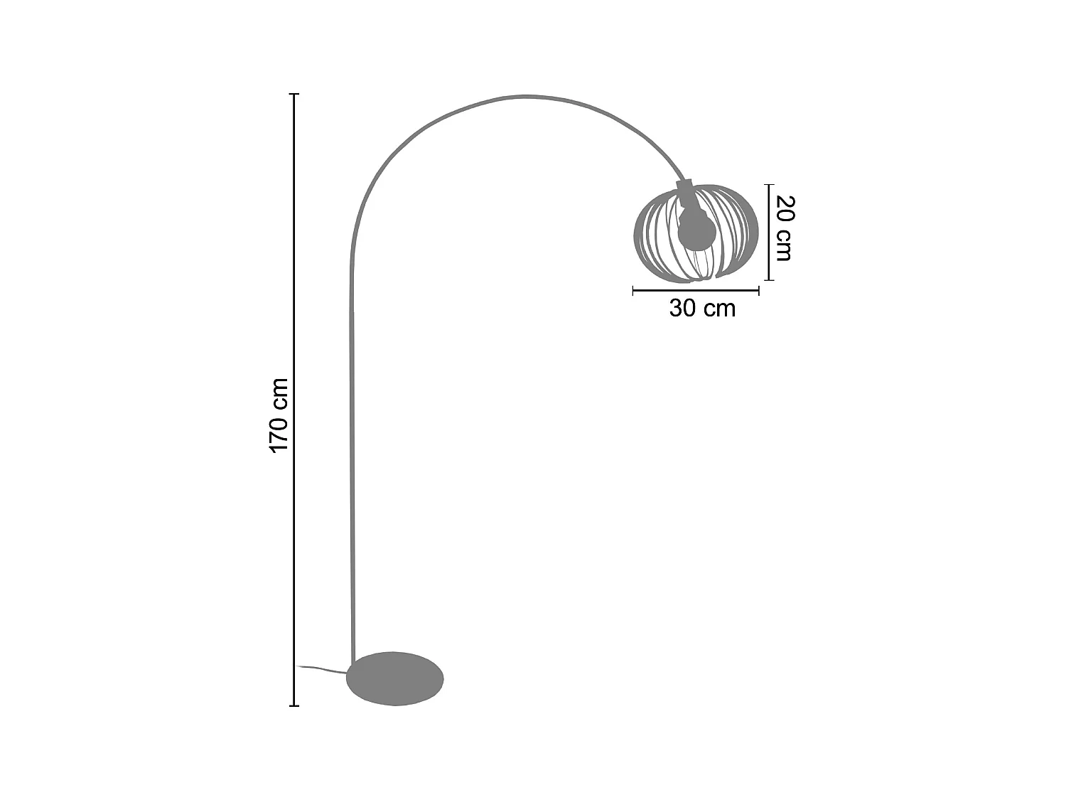Lámpara de Pie TOSEL ,metal,Aluminio ,A190x D100xP30cm
