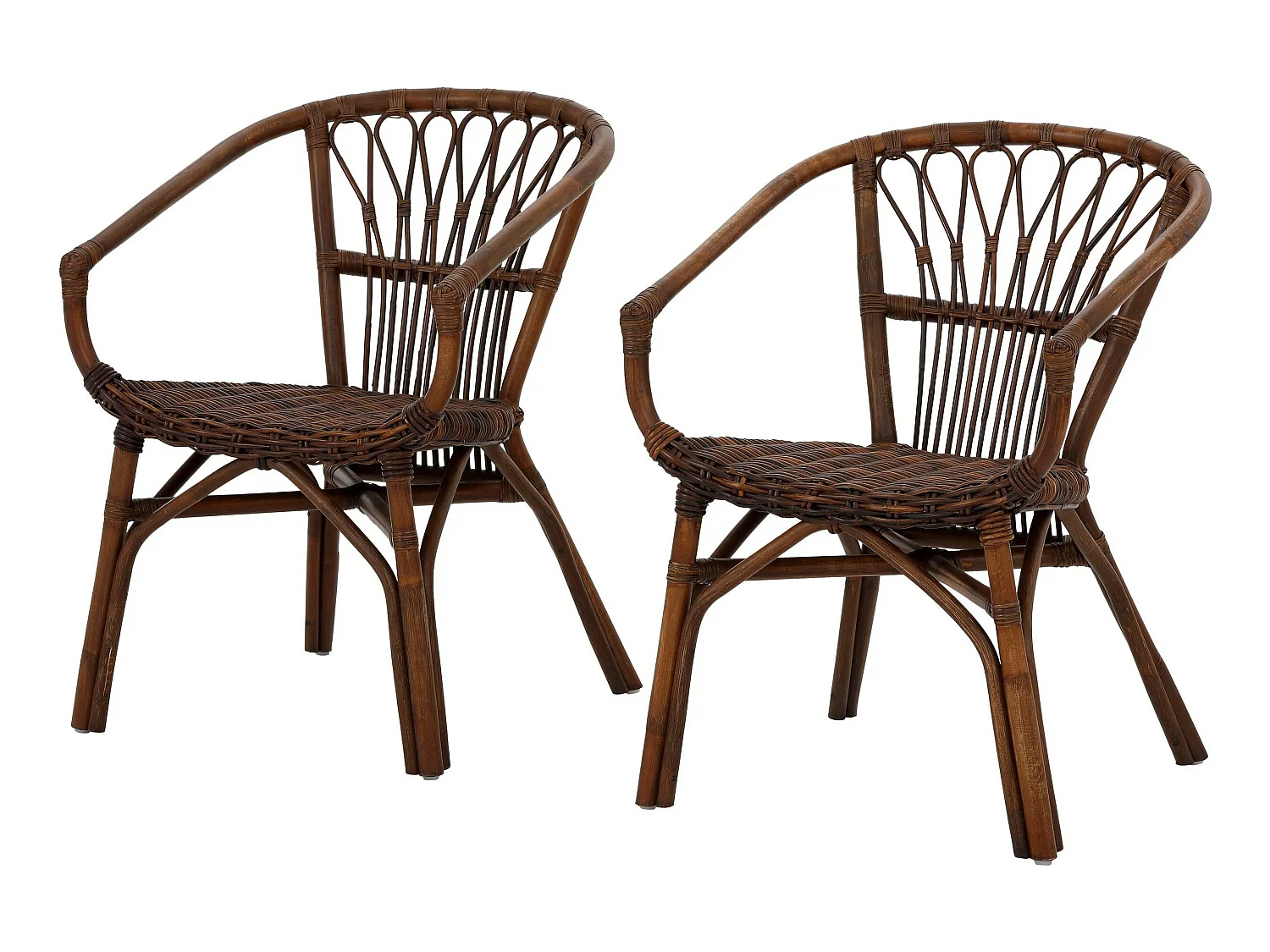 Kali | Lot de 2 chaises de salle à manger en rotin marron