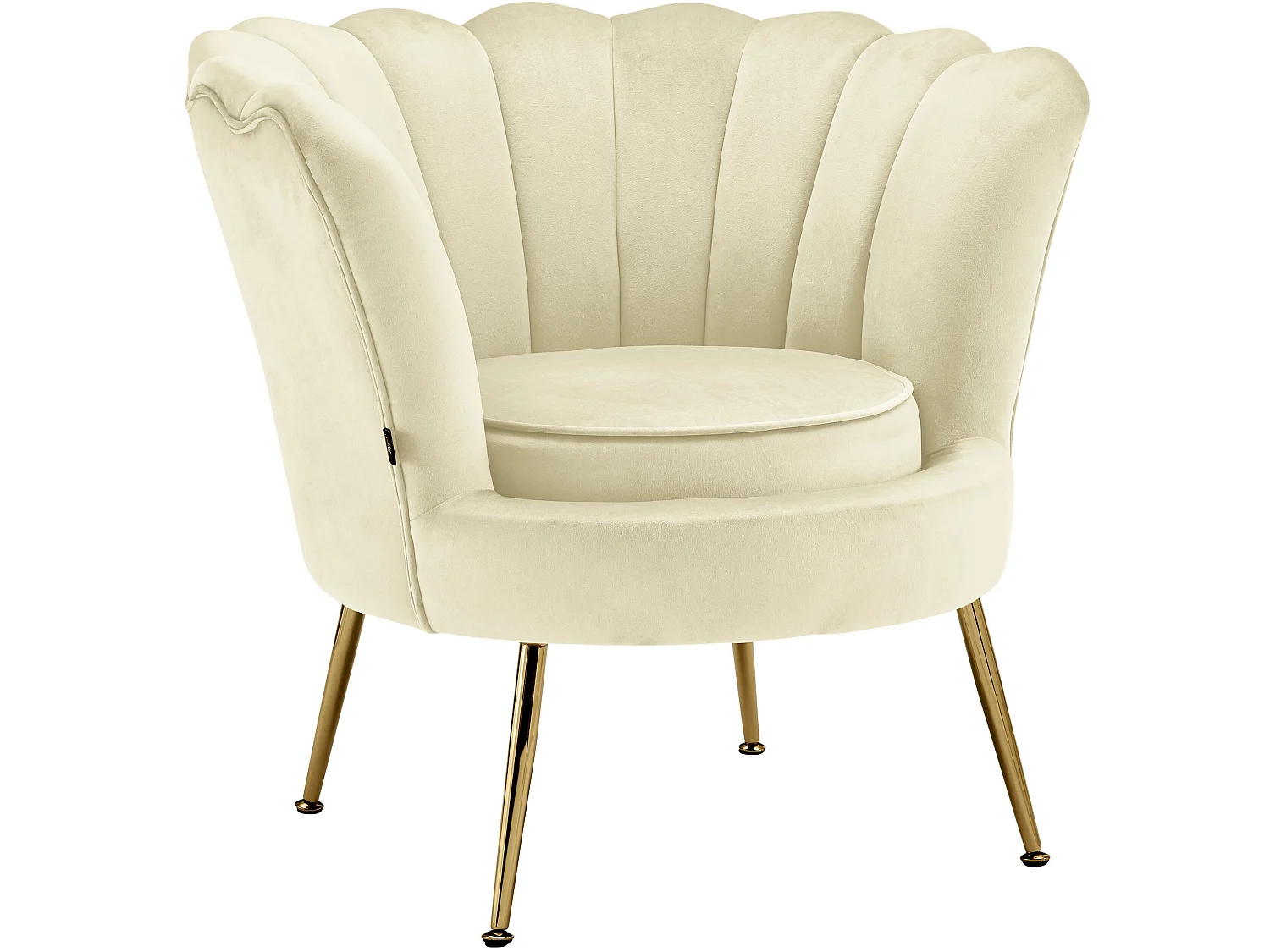 Silla decorativa tapizada en terciopelo blanco crema