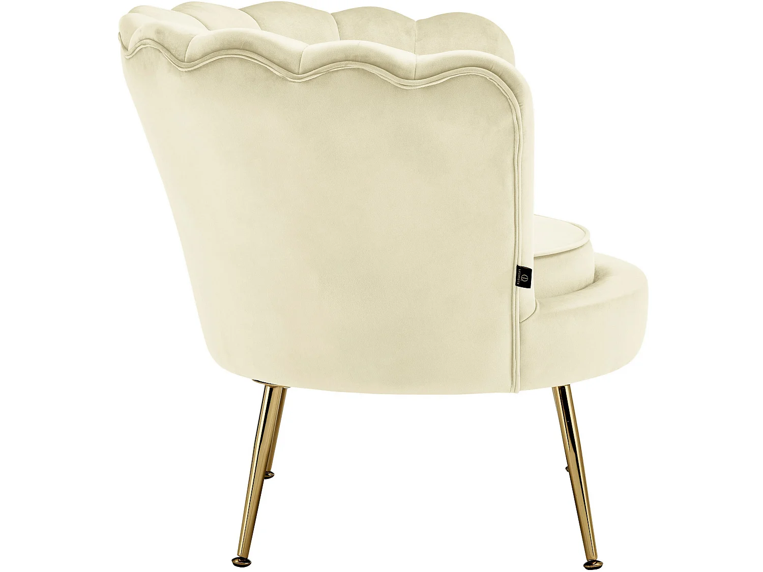 Sedia imbottita con rivestimento in velluto bianco crema