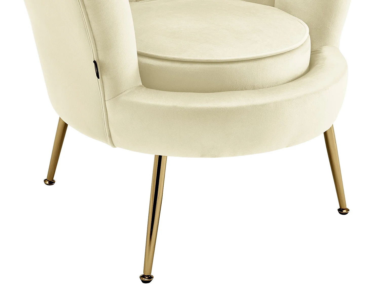 Sedia imbottita con rivestimento in velluto bianco crema