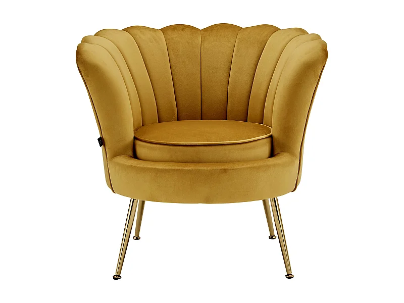 Cadeira decorativa estofada em veludo dourado