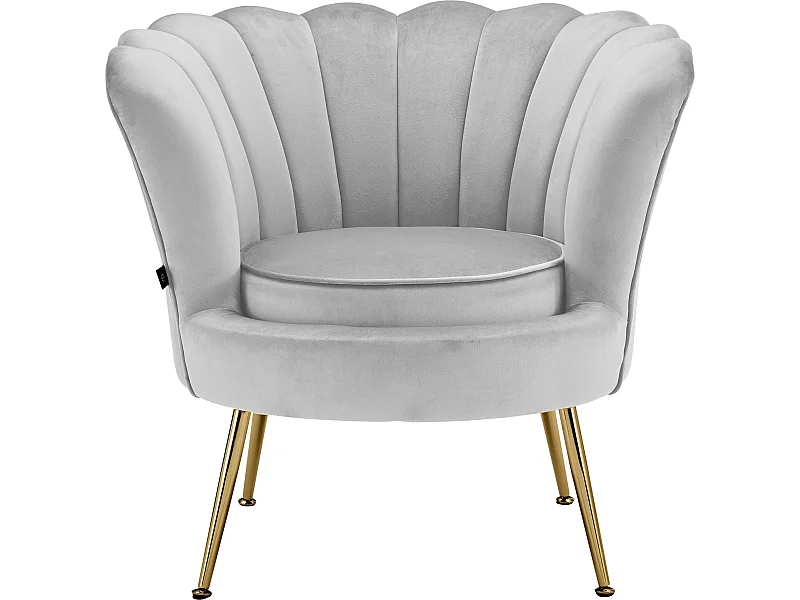 Silla decorativa tapizada en terciopelo gris.