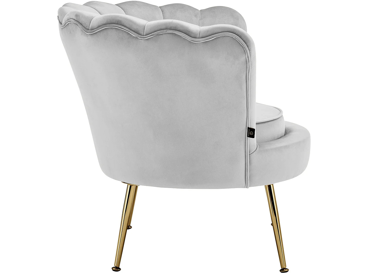 Silla decorativa tapizada en terciopelo gris.