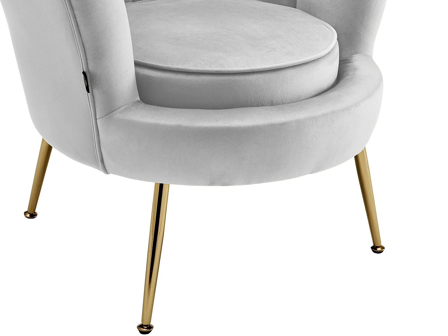 Silla decorativa tapizada en terciopelo gris.