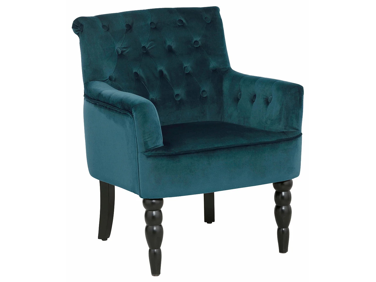 Poltrona decorativa em veludo de petróleo