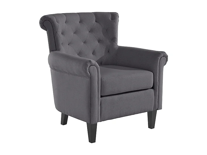 Silla decorativa tapizada en tela gris