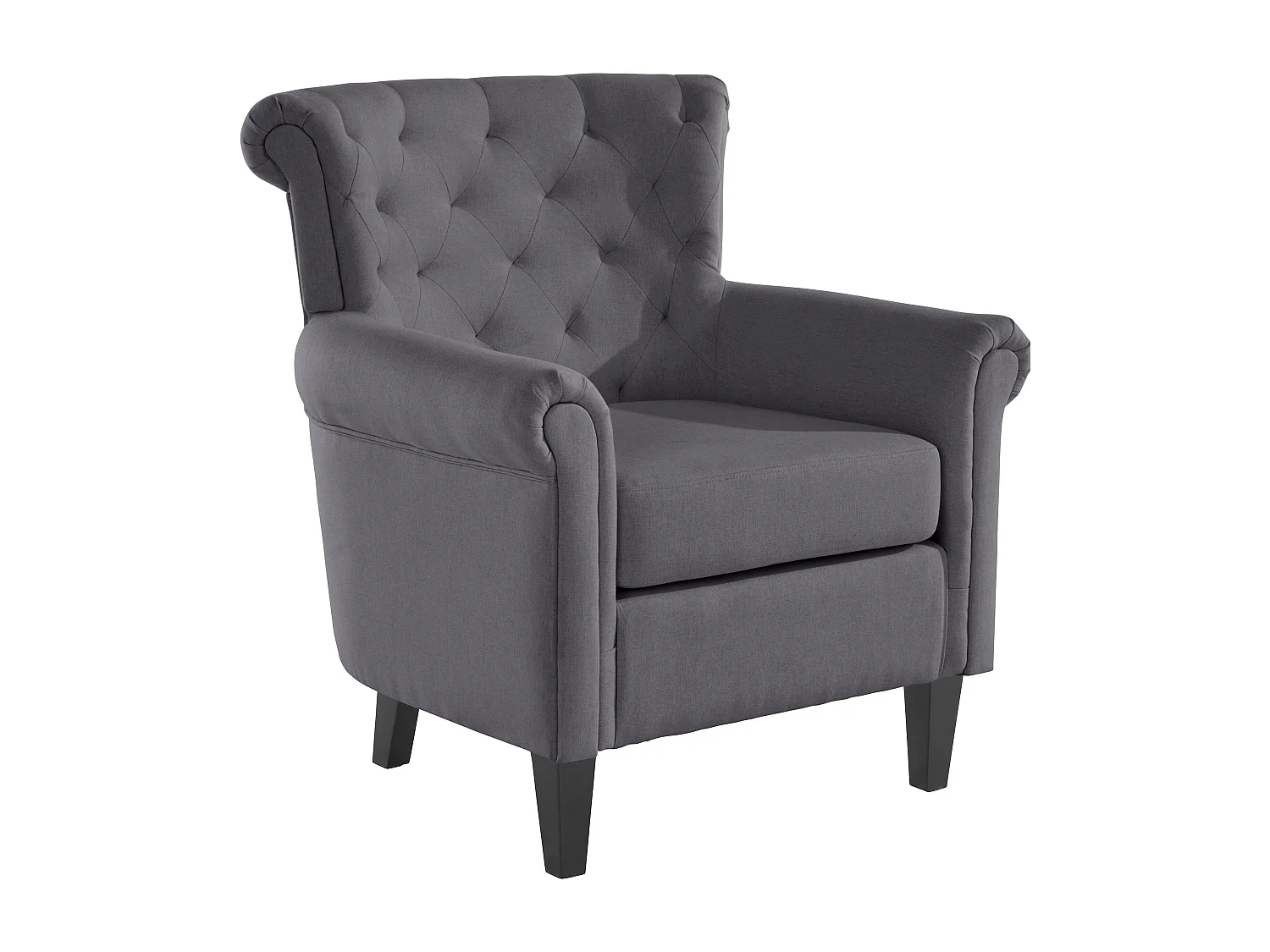 Silla decorativa tapizada en tela gris