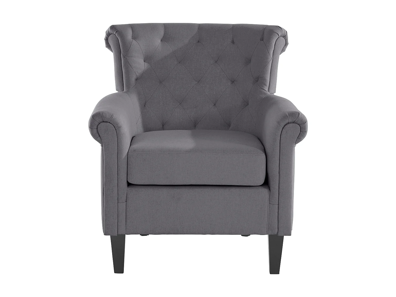 Silla decorativa tapizada en tela gris