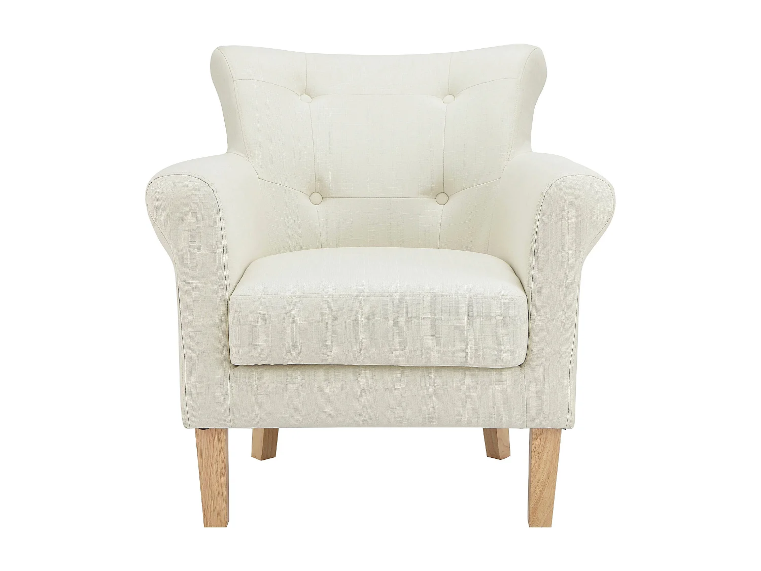 Silla decorativa tapizada en tejido crema