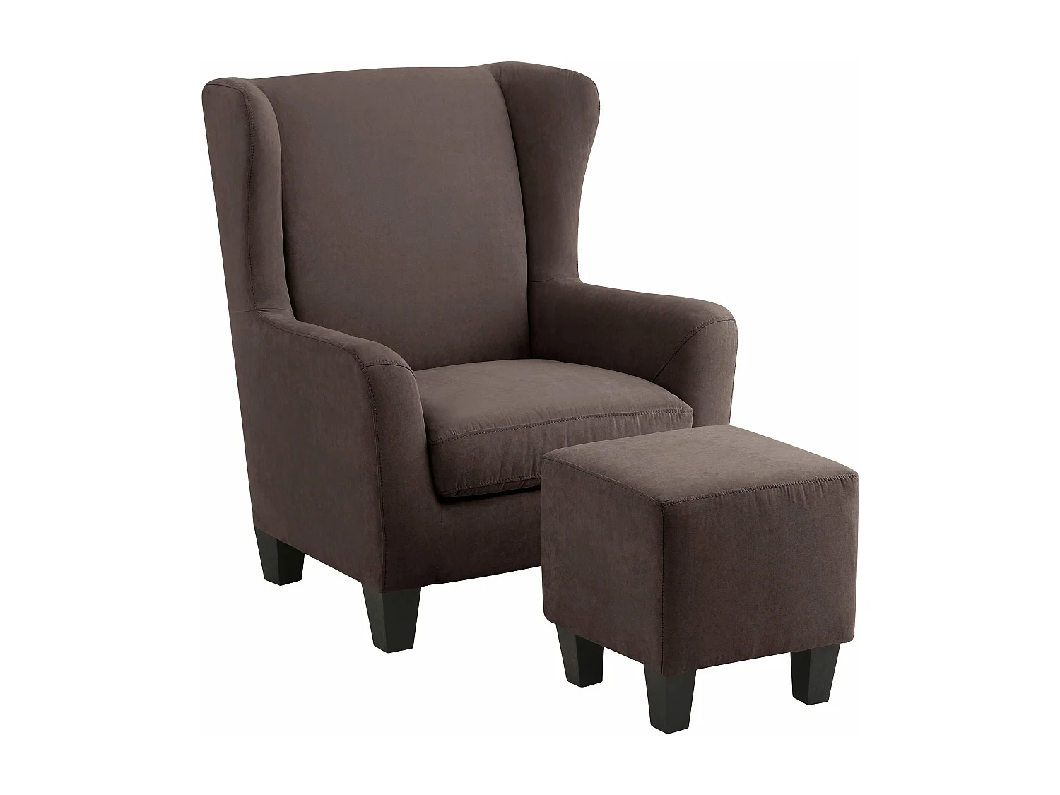 Zhili-Gestoffeerde Accent Stoel met Kruk in Microfiber Bruin