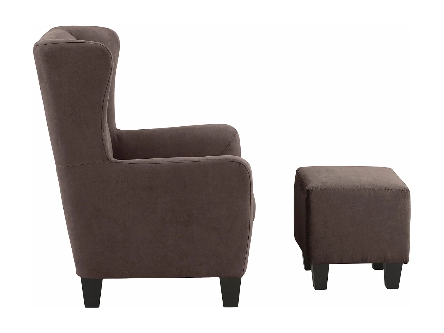 Zhili-Gestoffeerde Accent Stoel met Kruk in Microfiber Bruin