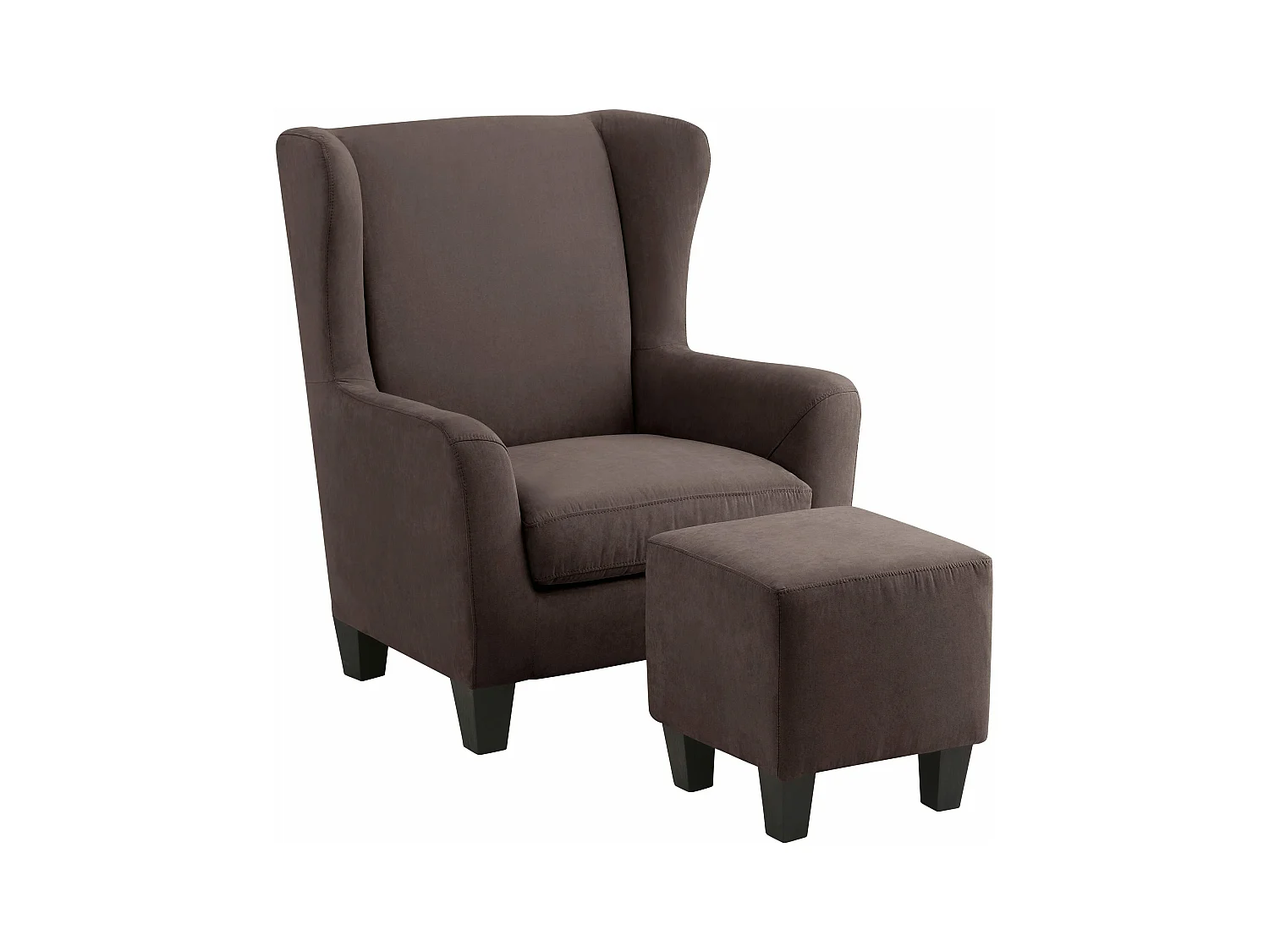 Zhili | Fauteuils rembourrée avec tabouret en microfibre marron