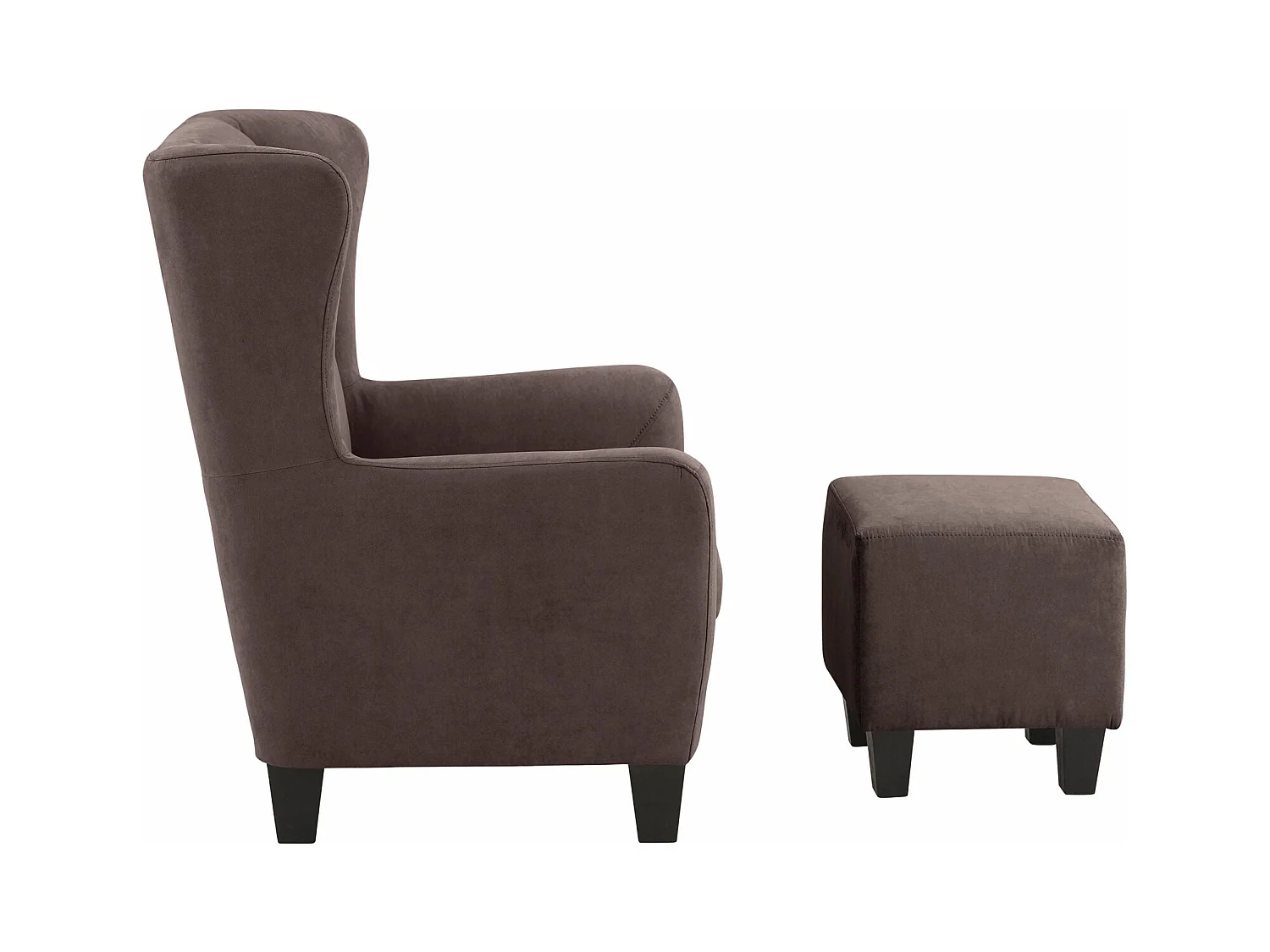 Zhili | Fauteuils rembourrée avec tabouret en microfibre marron