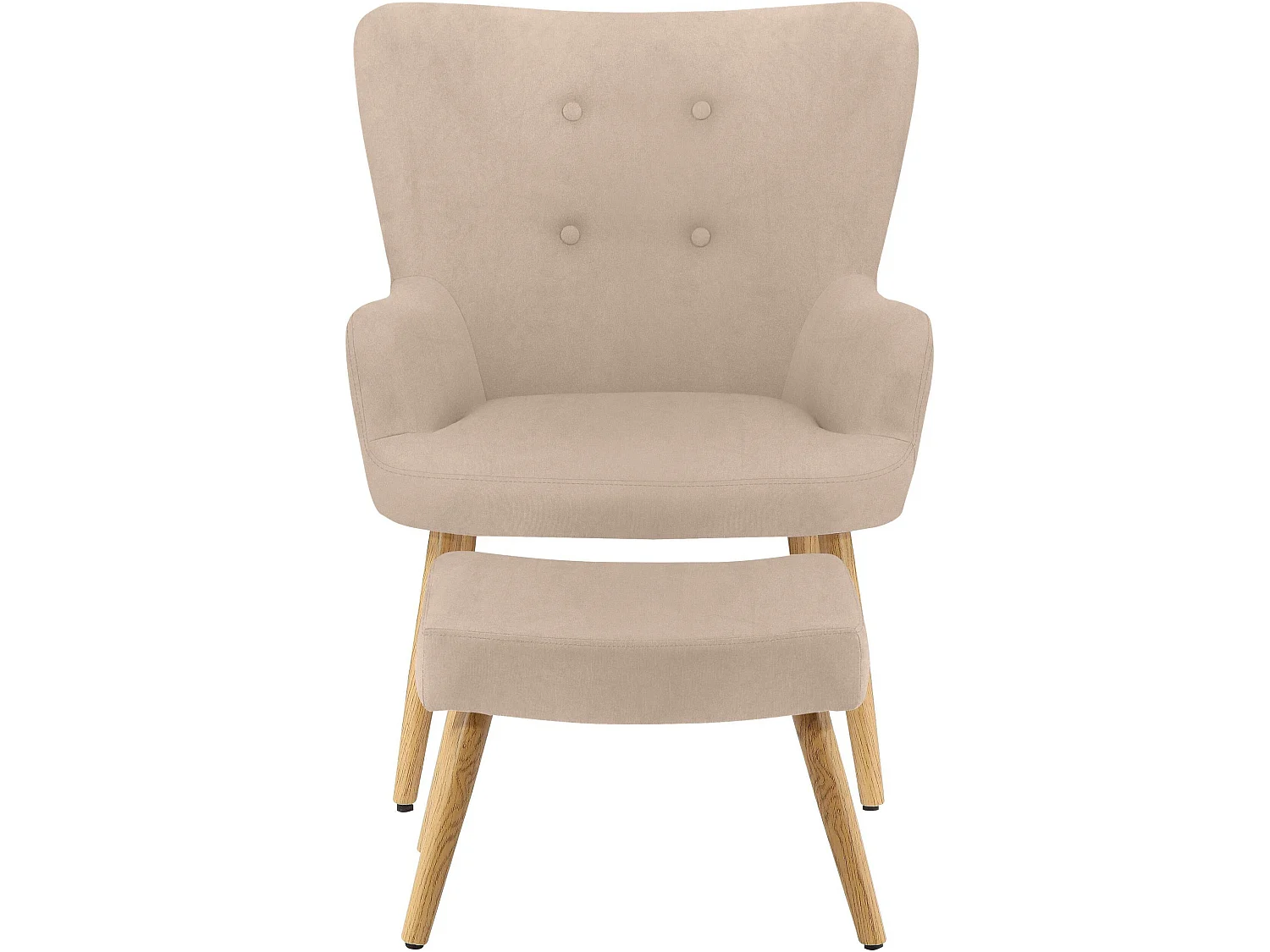 Poltroncina imbottita con sgabello in microfibra panna