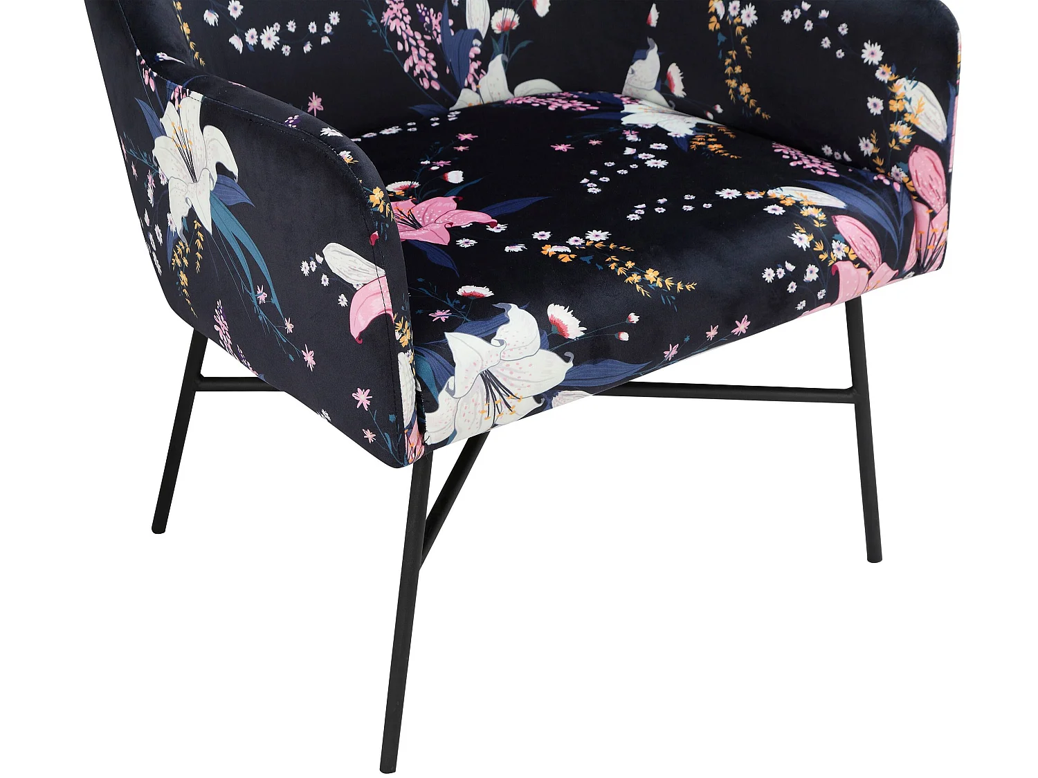 Flora | Chaise d'appoint rembourrée en velours bleu floral