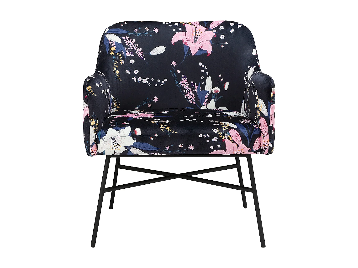 Gepolsterter Akzentstuhl in samtblauem Blumenmuster