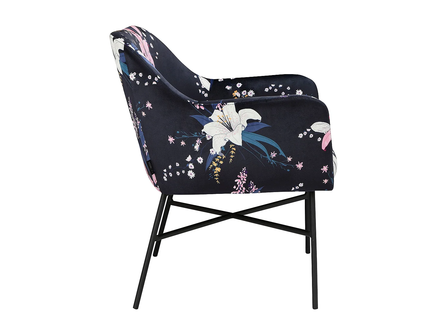 Gepolsterter Akzentstuhl in samtblauem Blumenmuster