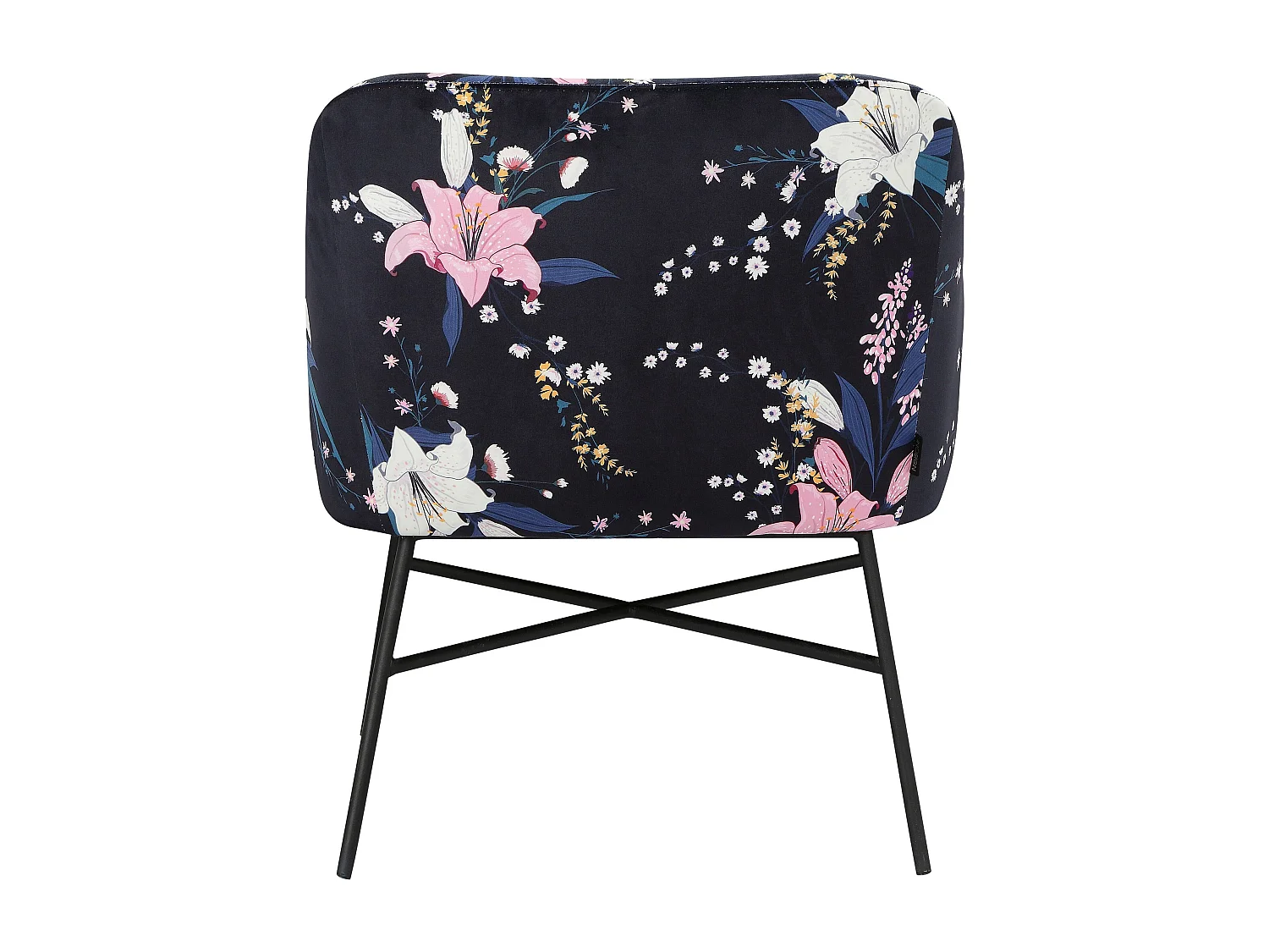 Gepolsterter Akzentstuhl in samtblauem Blumenmuster