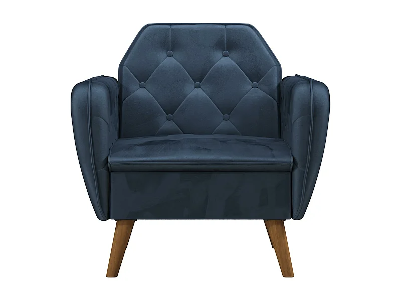 Sedia imbottita con rivestimento in velluto blu