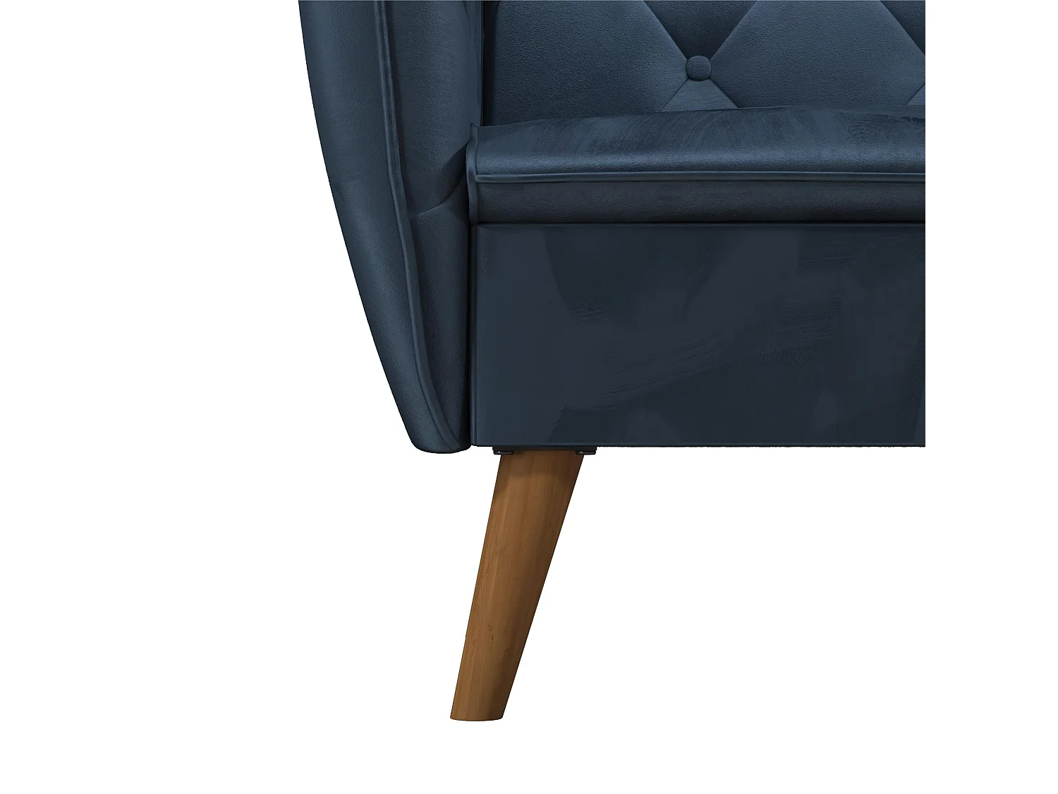 Cadeira decorativa estofada em veludo azul.