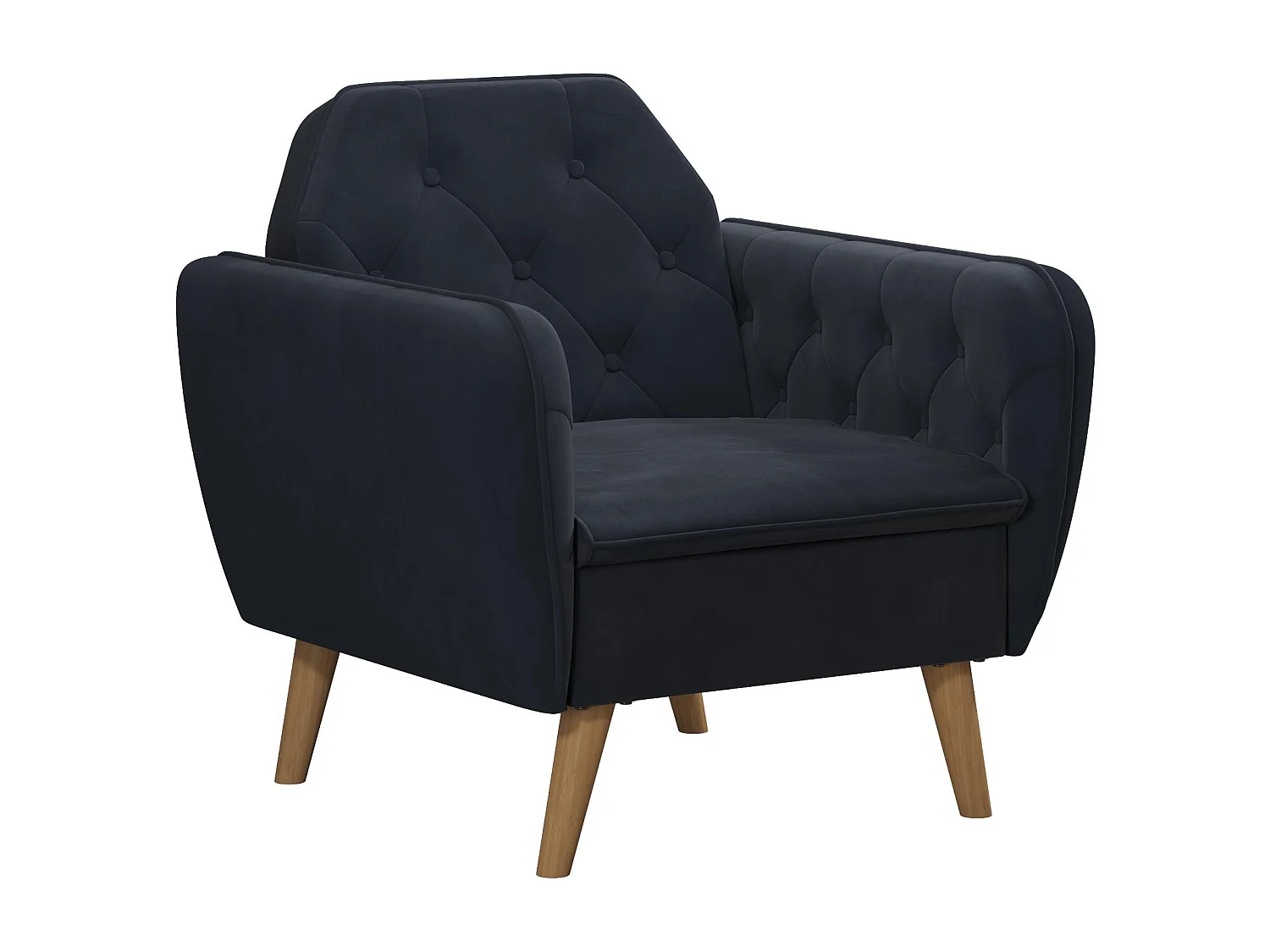 Gepolsterter Akzentstuhl aus Samt, blau