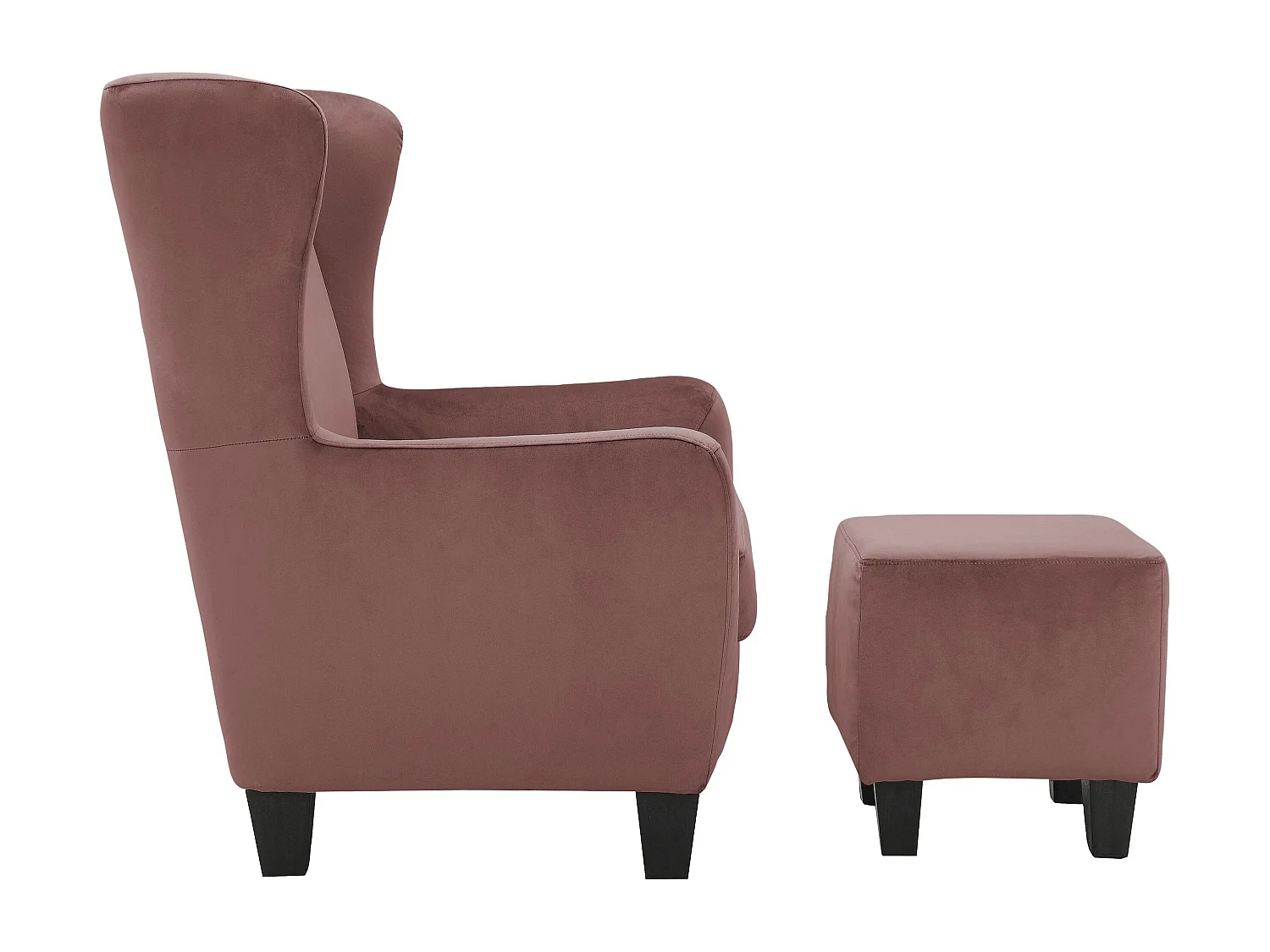 Zhili | Chaise d'appoint rembourrée avec tabouret en velours rose