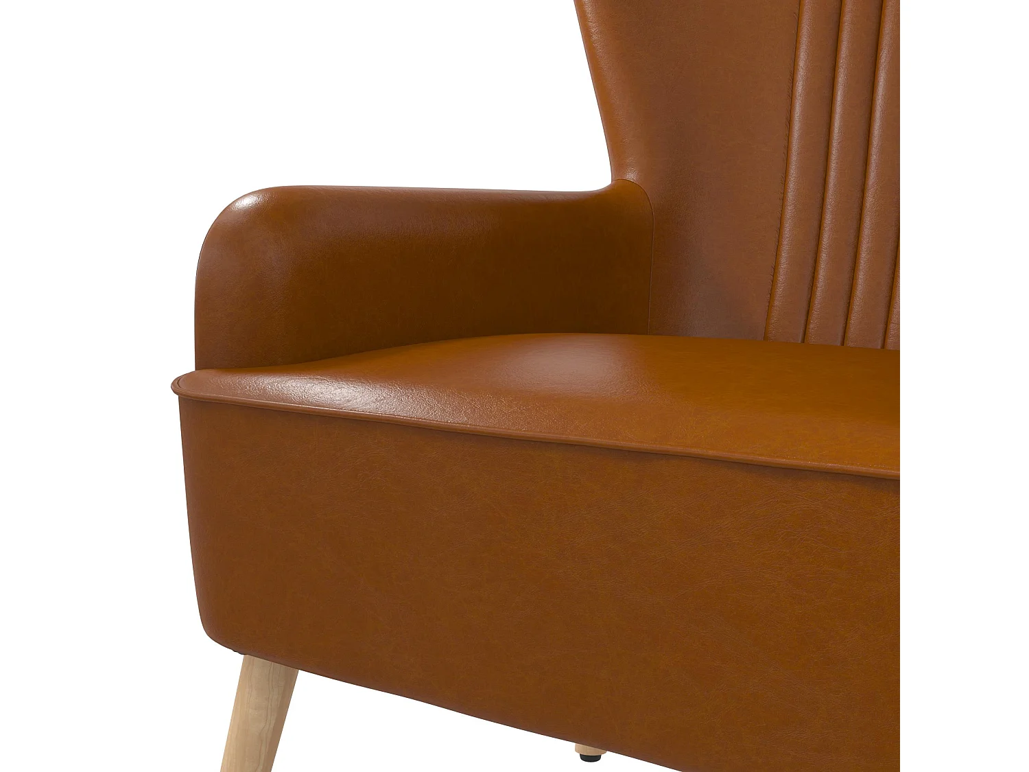 Cadeira decorativa estofada em pele sintética camel