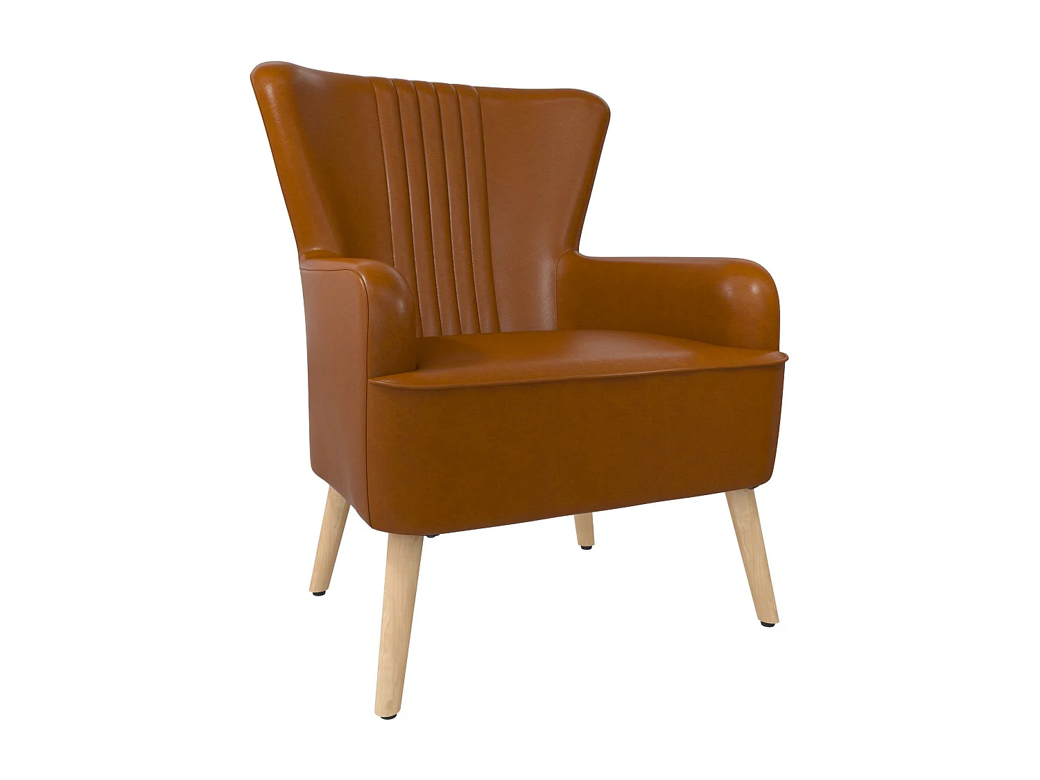 Gepolsterter Akzentstuhl aus Kunstleder, kamelbraun