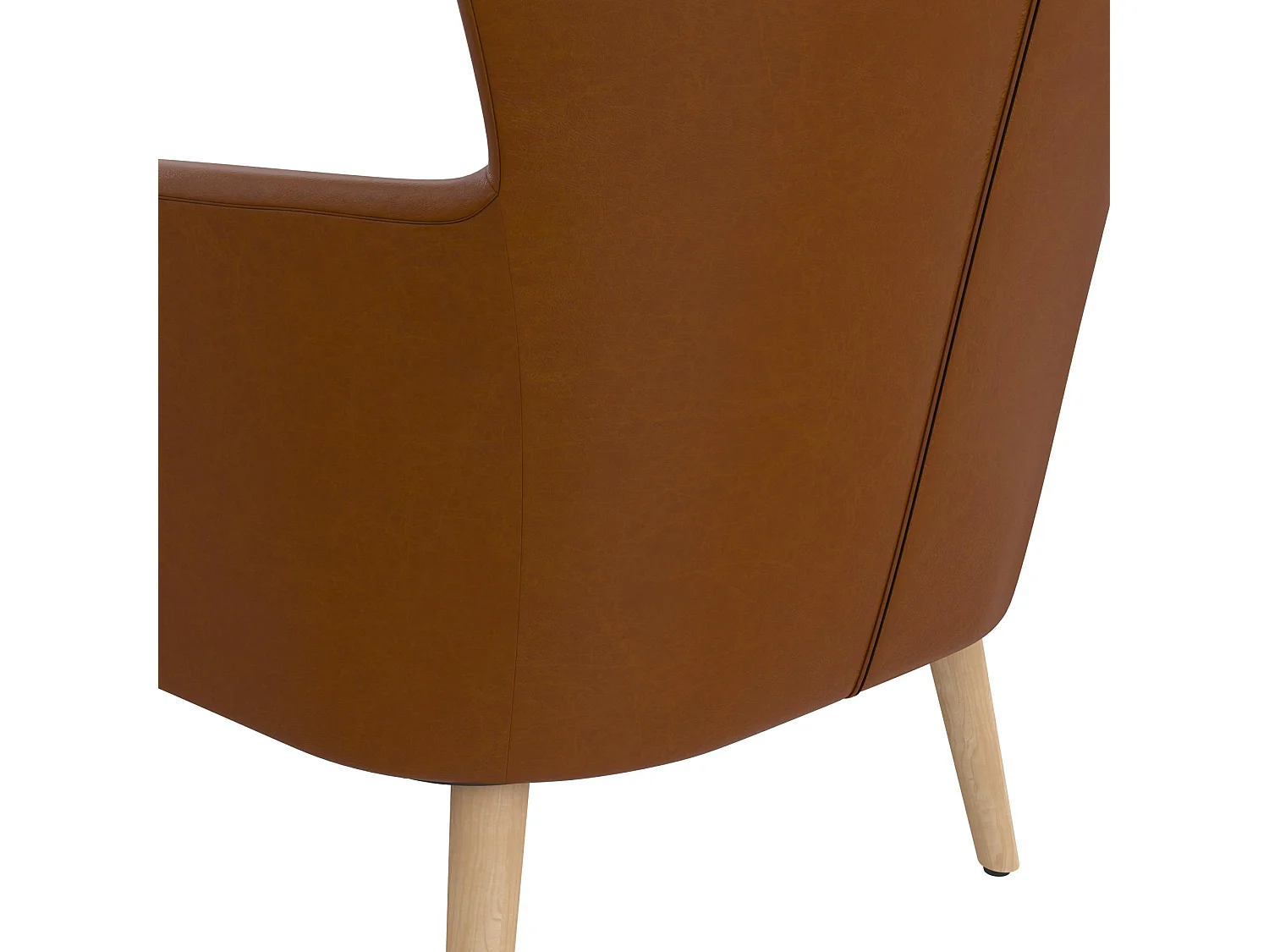 Gepolsterter Akzentstuhl aus Kunstleder, kamelbraun