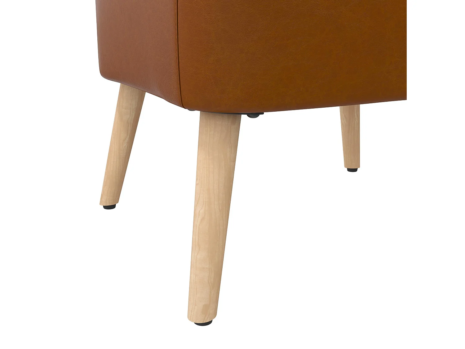 Gepolsterter Akzentstuhl aus Kunstleder, kamelbraun