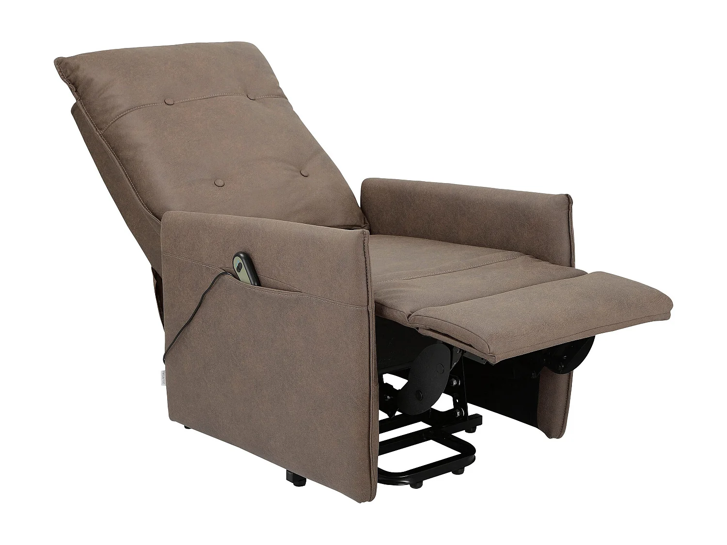 Poltrona reclinabile con alzata elettrica e alzata in PU cappucino