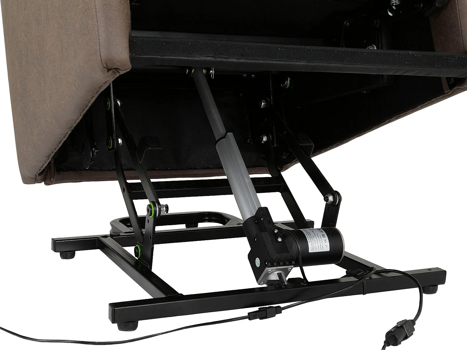 Poltrona reclinabile con alzata elettrica e alzata in PU cappucino