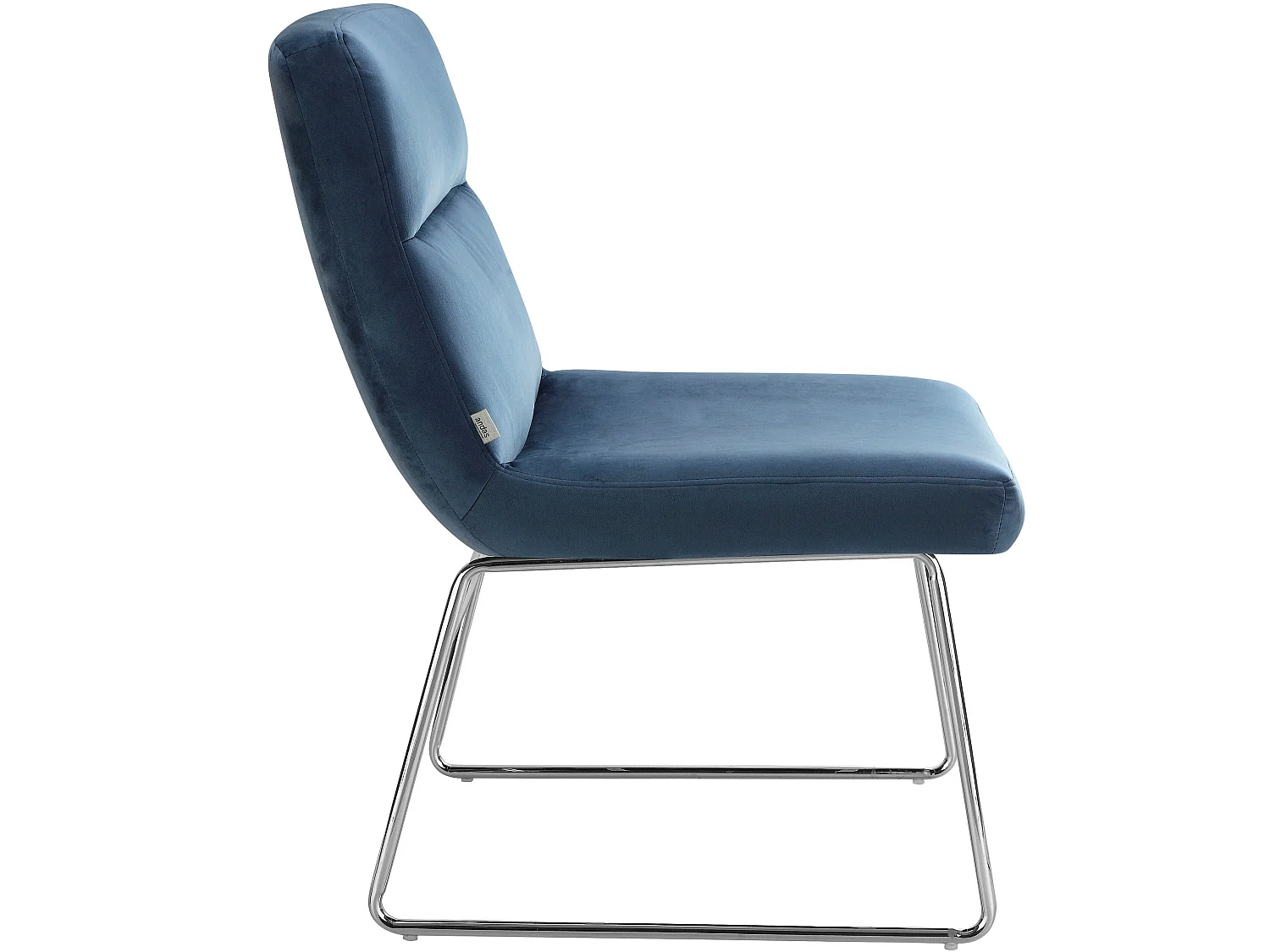 Sedia imbottita con rivestimento in velluto blu