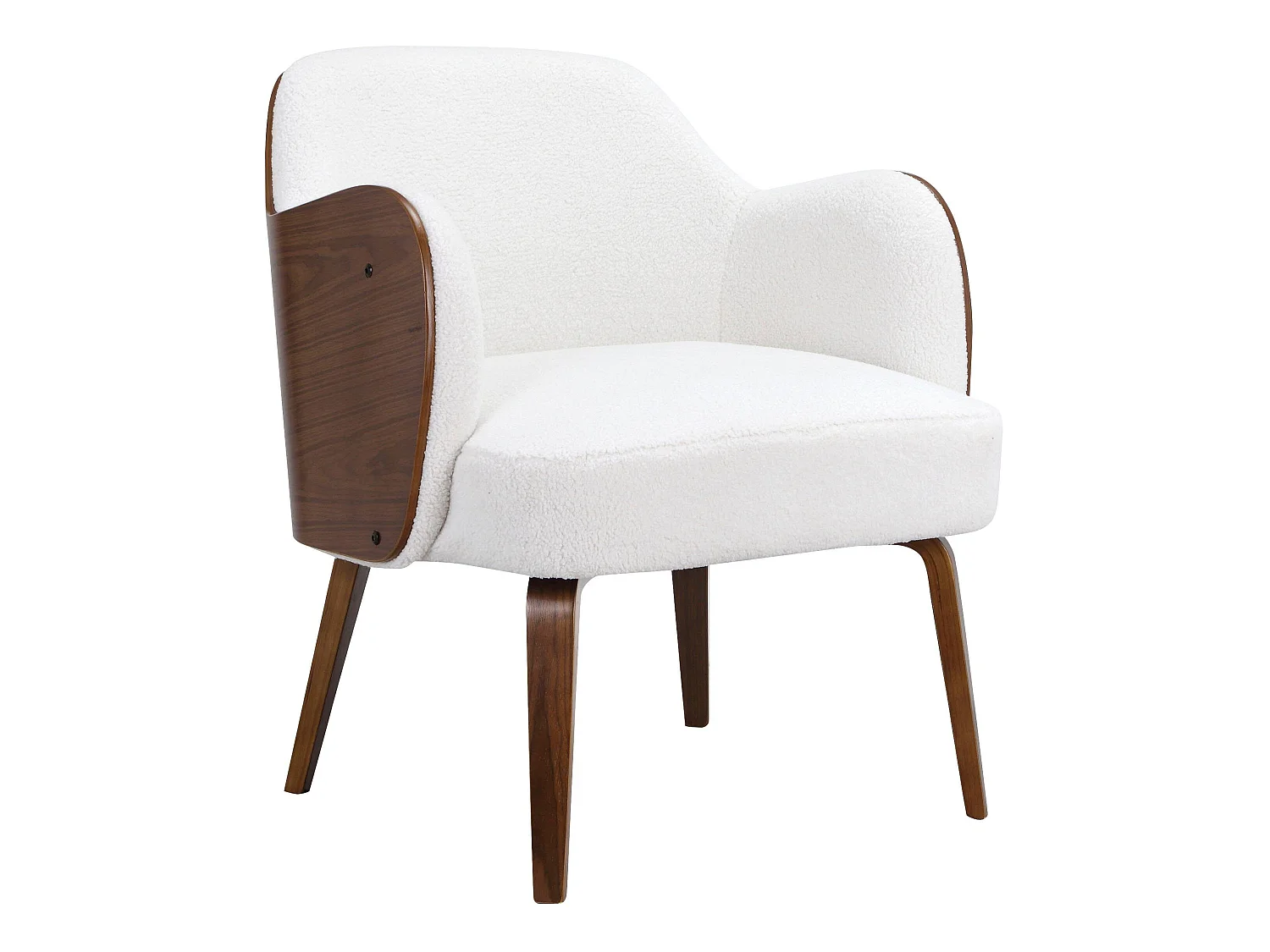 Haruko | Chaise d'appoint rembourrée en dolly teddy blanc cassé