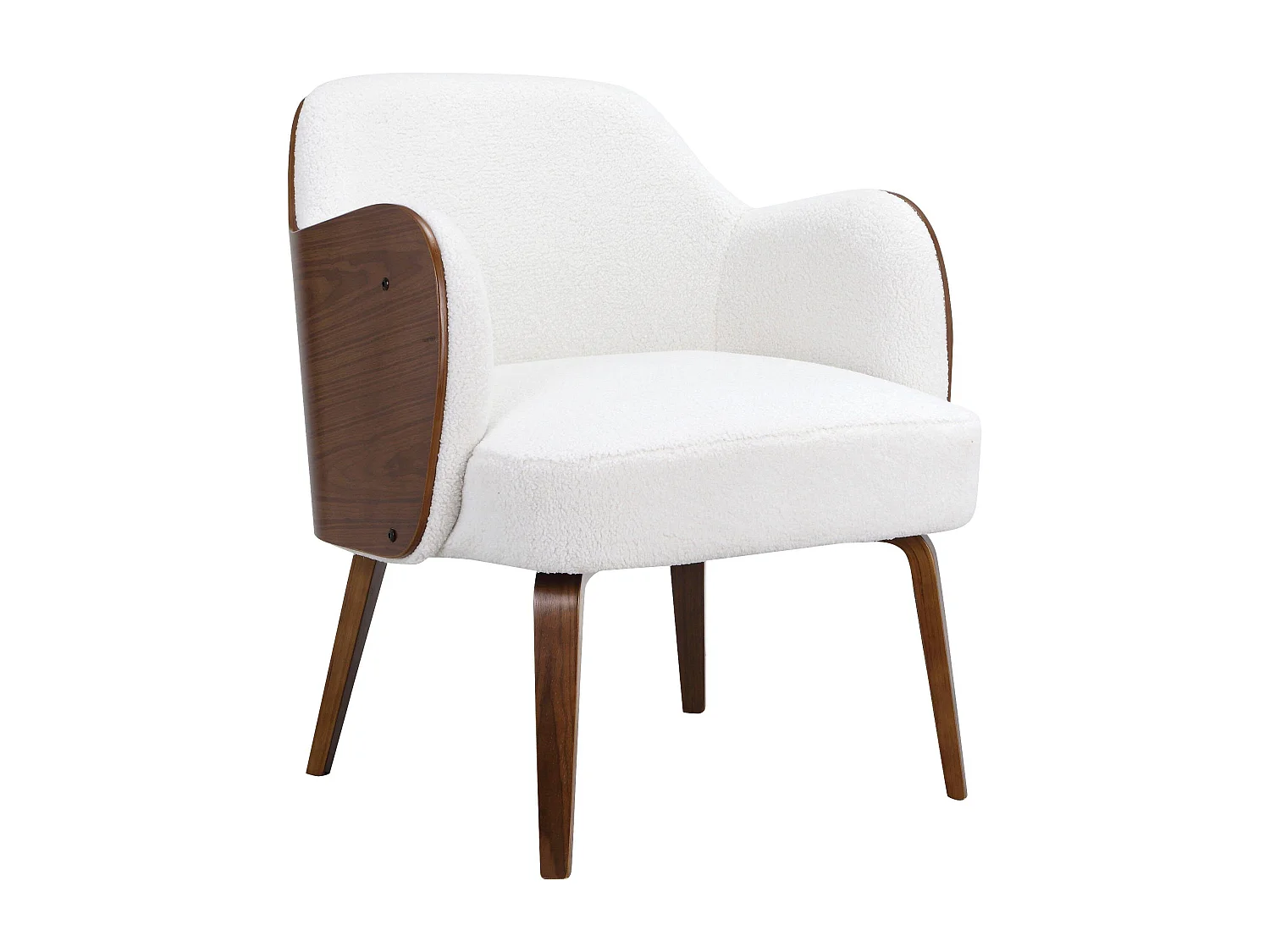Haruko | Chaise d'appoint rembourrée en dolly teddy blanc cassé