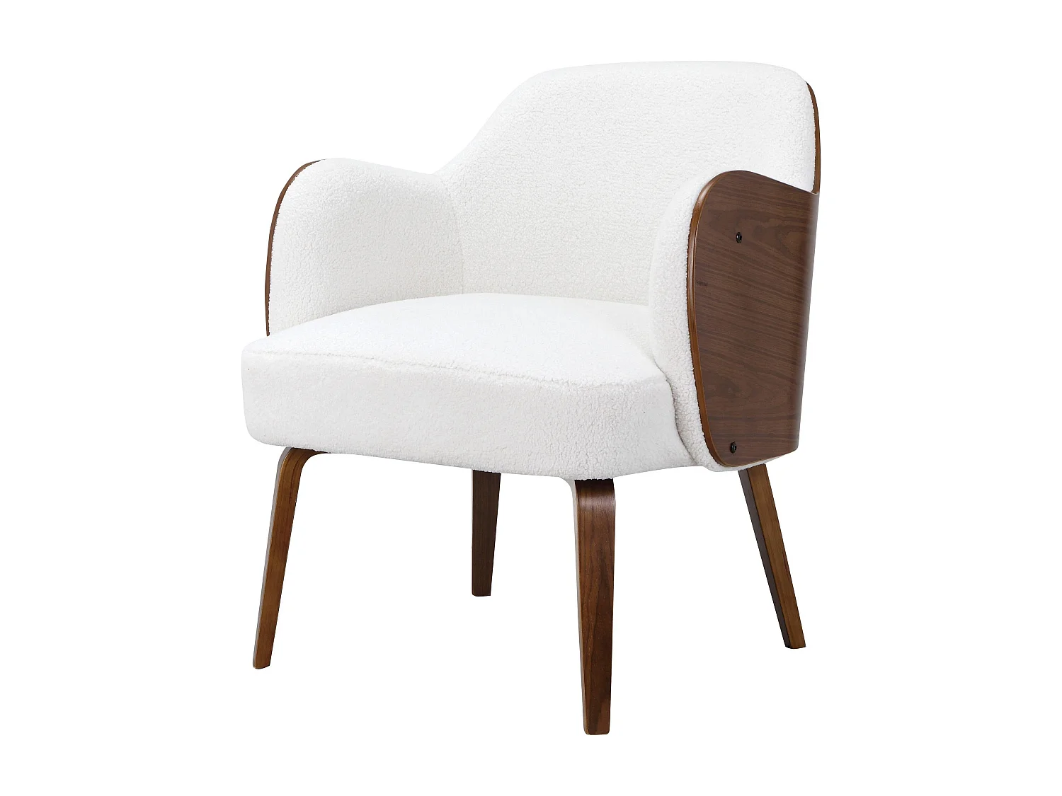 Haruko | Chaise d'appoint rembourrée en dolly teddy blanc cassé