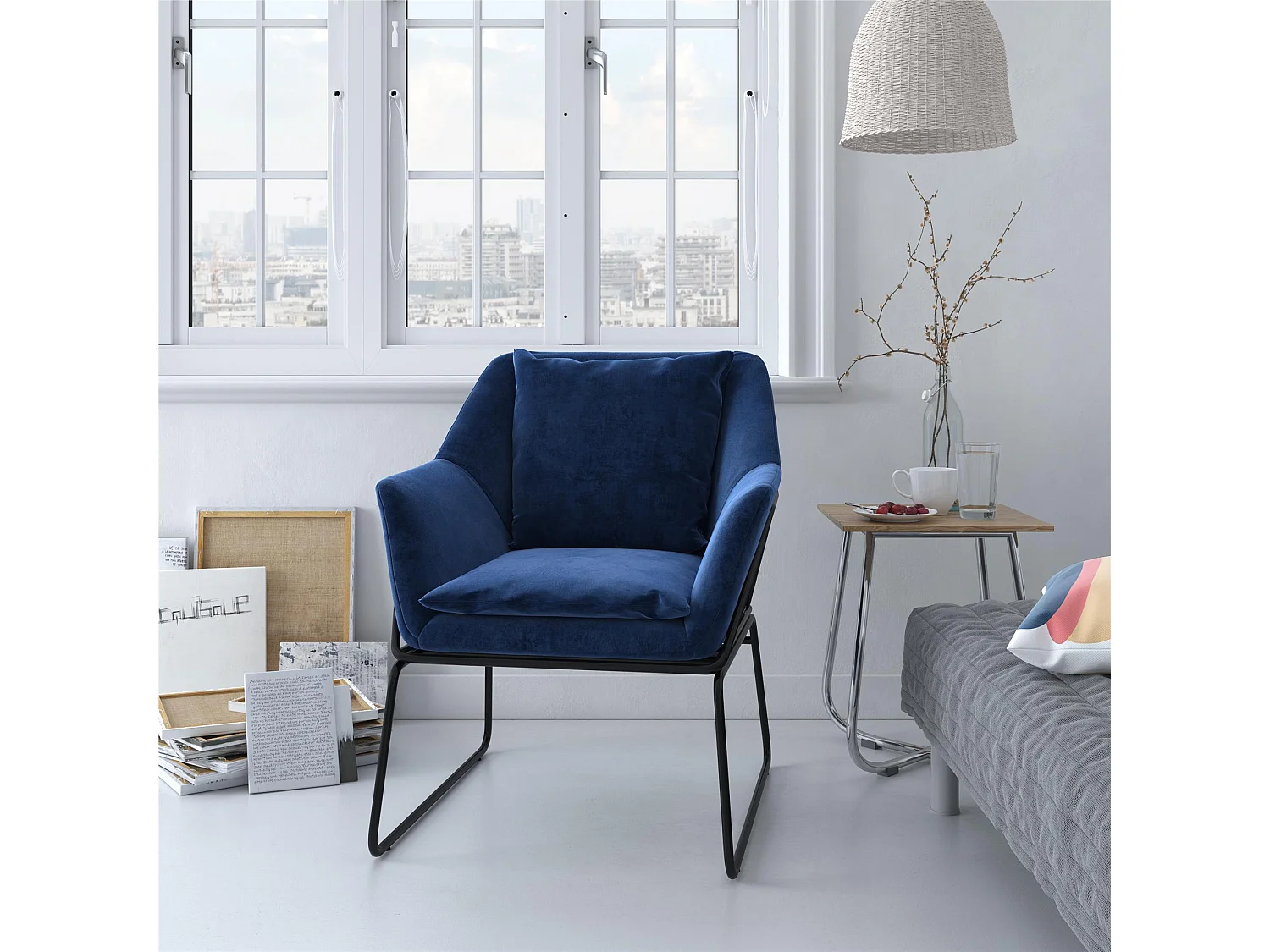 Avery | Fauteuils en velours bleu