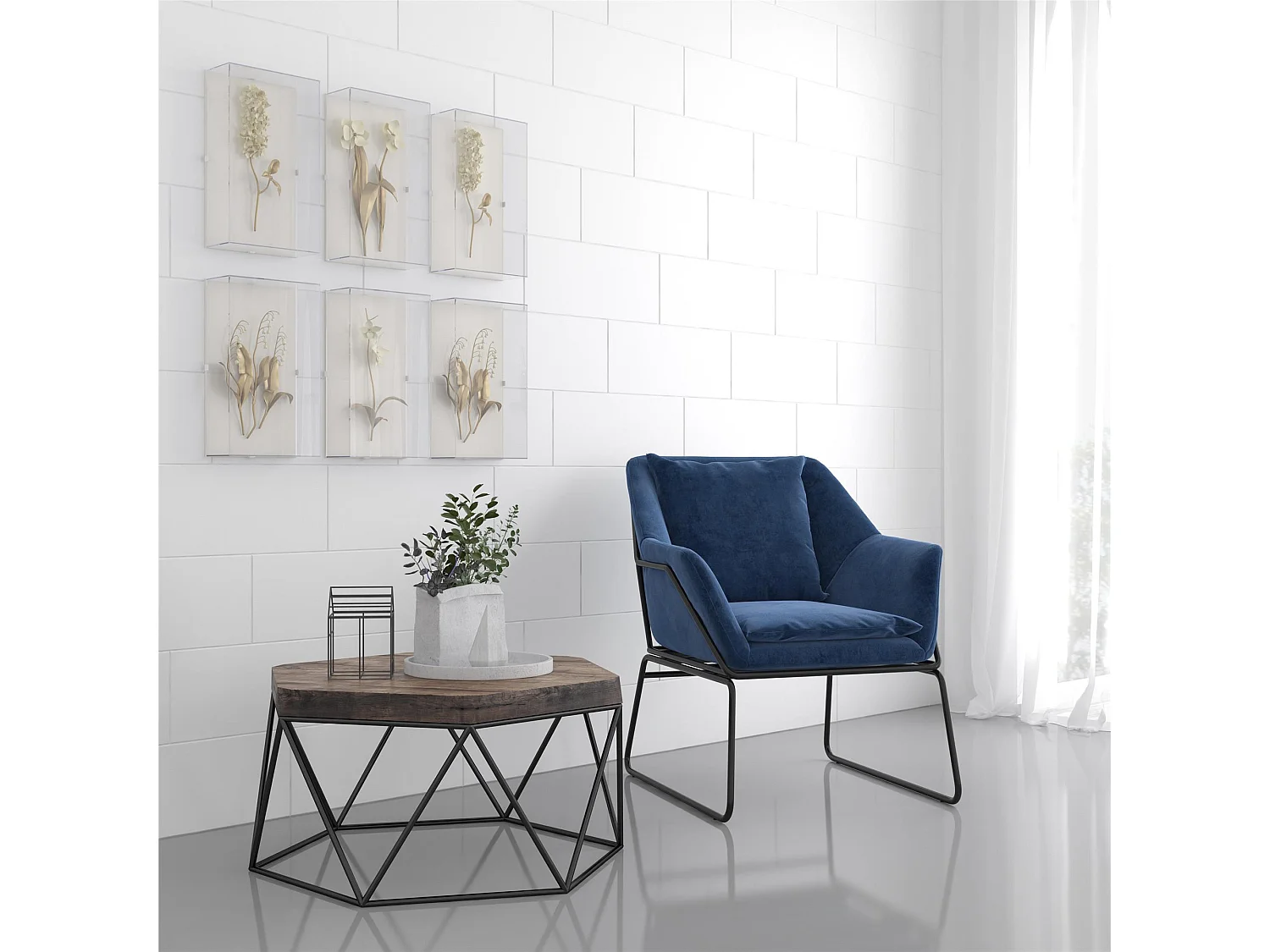 Avery | Fauteuils en velours bleu