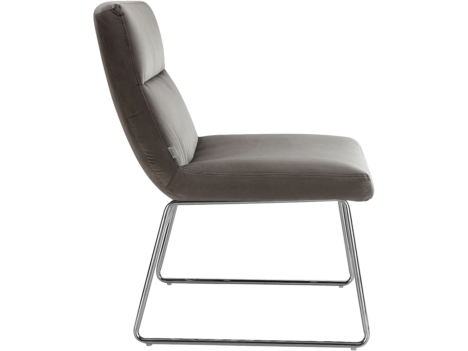 Silla decorativa tapizada en terciopelo gris.