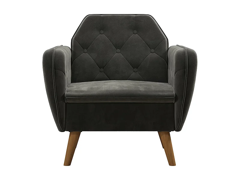 Sedia imbottita con rivestimento in velluto grigio