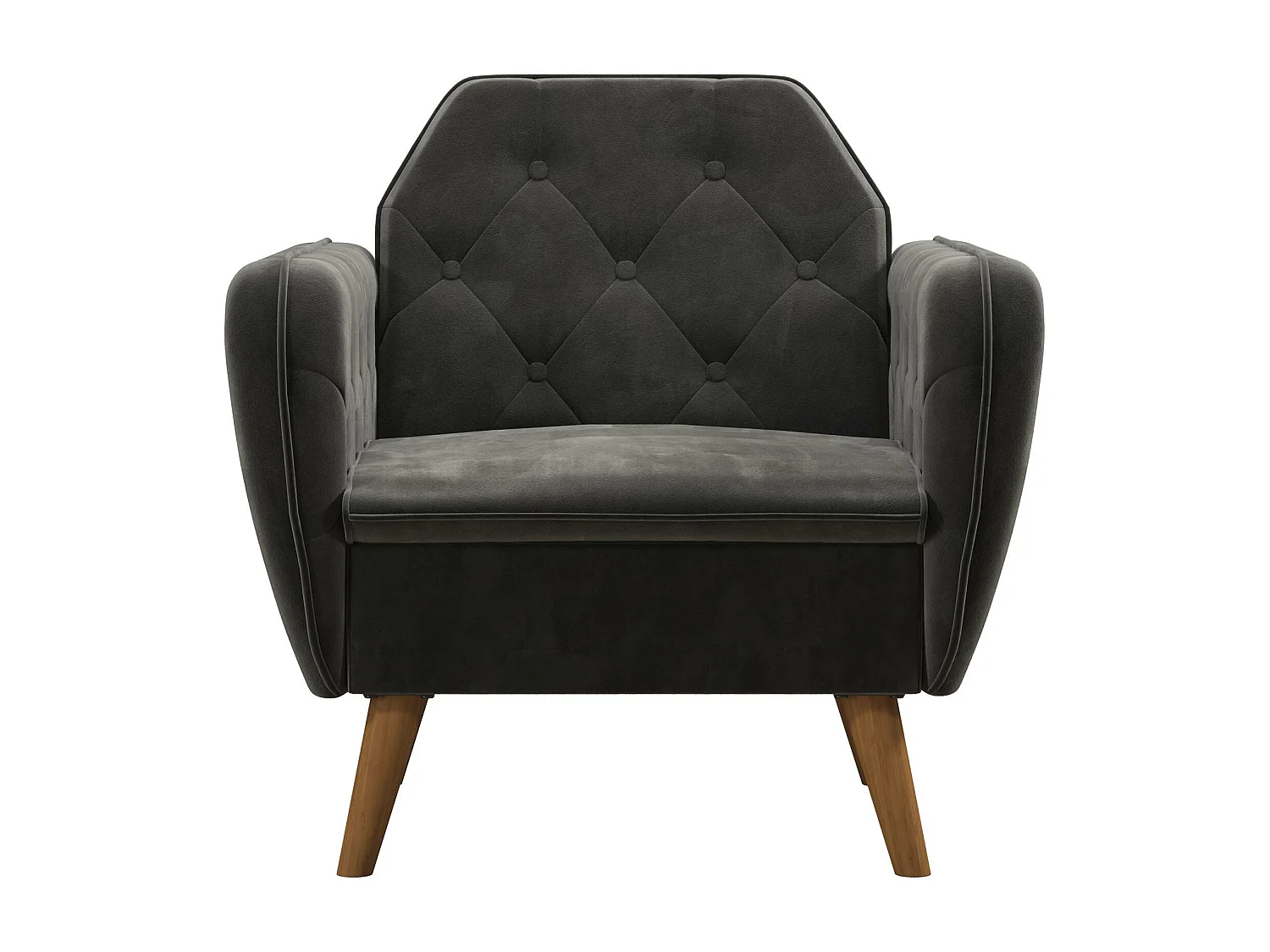 Silla decorativa tapizada en terciopelo gris.